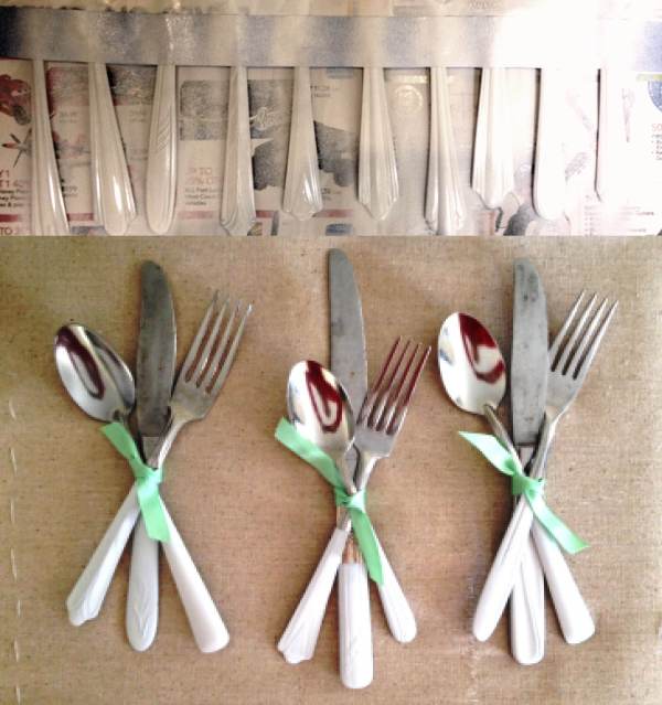 DIY Dip Dyed Silverware with Paint